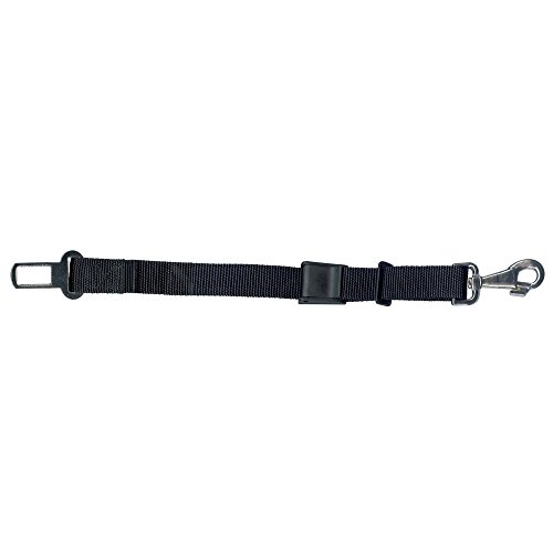 ICA DR891 Cinturón de Nylon Corto con Enganche y Mosquetón Metálico para Coche, Negro