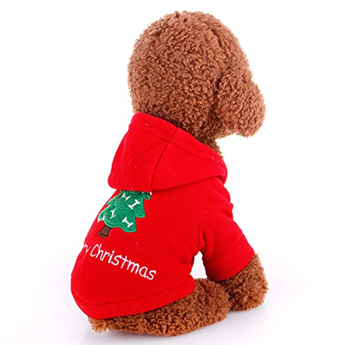 Idepet Disfraz de perr Papa Noel Patrón del árbol de Navidad Ropa para Mascotas Sudadera con Capucha para Gato Perro Talla XS S M L XL