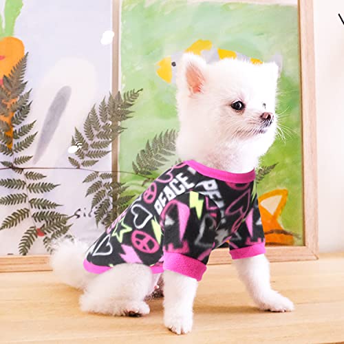 Idepet Pet Dog Cat Clothes Graffiti Style Soft Fleece Sweater Shirt Coat para Perros pequeños Puppy Teddy Chihuahua Poodle Boys Girls (M, Negro)