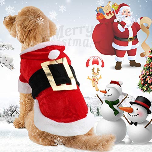 Idepet Santa Dog Costume Christmas Cotton Ropa para Mascotas Invierno Sudadera con Capucha Ropa para Perros Ropa para Mascotas Chihuahua Yorkshire Poodle