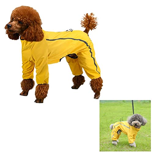 Impermeable impermeable para perros, chaqueta impermeable para perro, impermeable para perros con alta resistencia al agua, chaqueta de lluvia ligera para perros, medianos y grandes, color amarillo