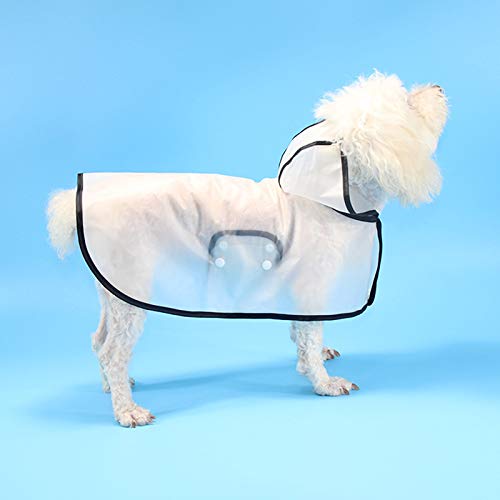 Impermeable transparente para mascotas con capucha impermeable súper ligero y ajustable Impermeable para perros con marco negro, apto para perros pequeños y medianos talla L