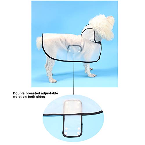 Impermeable transparente para mascotas con capucha impermeable súper ligero y ajustable Impermeable para perros con marco negro, apto para perros pequeños y medianos talla L