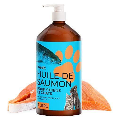 Inedit - Aceite de salmón para perro y gato – 1 litro 100 % natural – Aceite de pescado sanitario