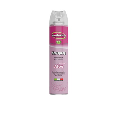 Inodorina Spray Desodorante Natural Resistente para Perros con Olor a Aloe Vera (300 ml). Colonia para Perros Neutralizadora de Olores para Cachorros, Mascotas.