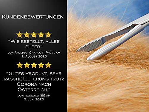 InstrumenteNrw Pinzas para el pelo para las orejas de perros, pinzas para eliminar el pelo de animales, de acero inoxidable, con dentado interior sin bloqueo, de calidad profesional (14 cm)