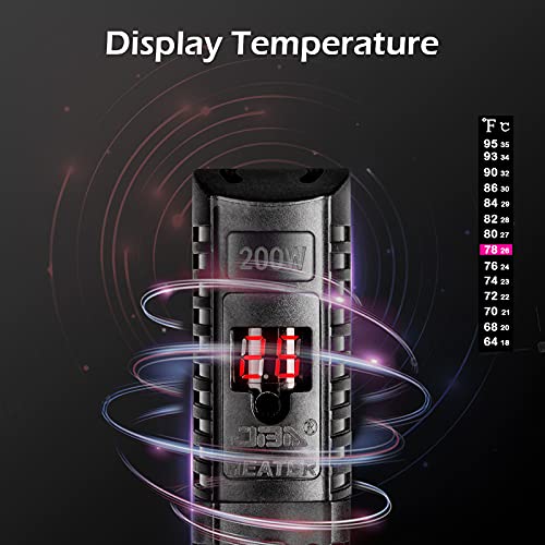 IREENUO Calentador para Acuario Varilla de Calentamiento de Acuario Digital de Temperatura Ajustable con Pantalla LED y Controlador de Temperatura Externo (200W)
