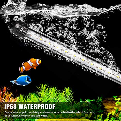IREENUO Luz de acuario, luz sumergible para tanque de peces con temporizador de encendido y apagado automático, iluminación LED subacuática que cambia de color azul y blanco para tanques de 30-50 cm