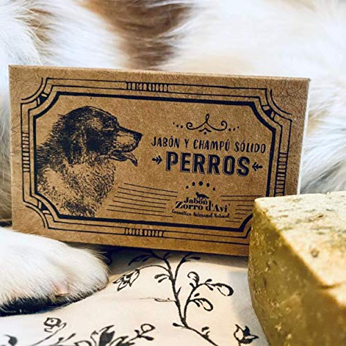 Jabón Zorro D’Avi | Champú Sólido Natural y Ecológico para Perros | 120 gr | Jabón Sólido para Perros | Antiséptico y Repelente | Fabricado en España