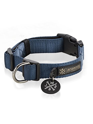 Jack & Russell Collar de Perro Balu - Premium Collar de Perro Estable DIV. tamaños y Colores (Circunferencia del Cuello M (35-43 cm), Azul)