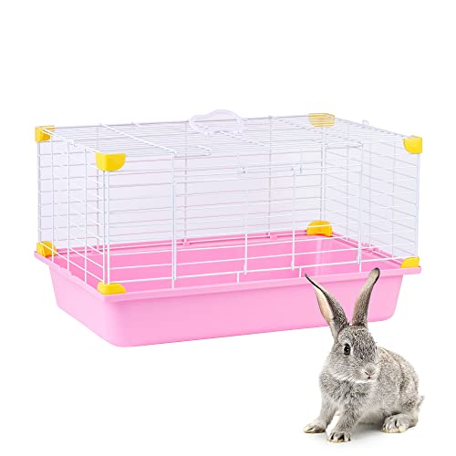 Jaula para Conejos/cobayas Cierre de Seguridad Jaula casa para Animales pequeños Jaula Conejos (Rosa)