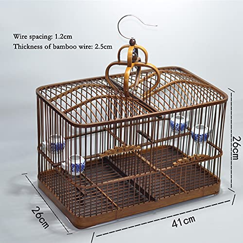 Jaula para Mascota La nueva jaula de bambú está hecha de ave de jade de soja y bambú con jaula cuadrada hecha a mano pura y jaula de aves de acacia roja Jaula para Pájaros ( Color : Primary colour )