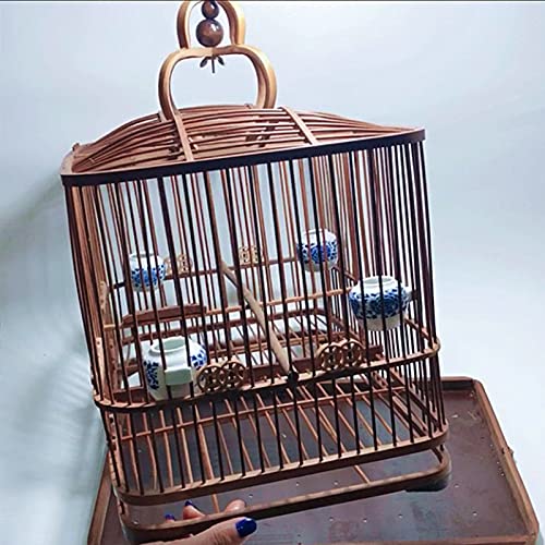 Jaula para Mascota La nueva jaula de bambú está hecha de ave de jade de soja y bambú con jaula cuadrada hecha a mano pura y jaula de aves de acacia roja Jaula para Pájaros ( Color : Primary colour )