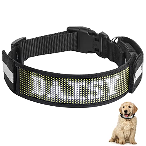 Jooheli Collar Luminoso Perro, Collar LED Perro, Collar Perro Luz con Recargable Ajustable Seguridad para Perros Grandes Medianos PequeñOs, Conexión Bluetooth y Diseño de Pantalla Tuya