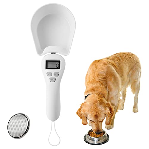 Jooheli Cuchara Medidora Digital para Mascotas, Báscula de Comida para Mascotas con Pantalla LCD, Electrónico de Cuchara Dosificadora para Gato y Perro, Cuchara Dosificadora de Comida para Perros
