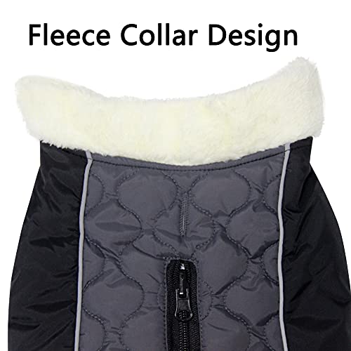 JoyDaog Abrigo de perro cálido con cuello de lana para perros pequeños con bolsillo impermeable cachorro chaqueta para invierno gris XS