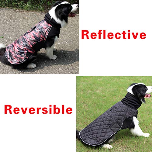 JoyDaog Abrigos de cuello alto para perros pequeños, impermeables y cálidos, para invierno frío, camuflaje rosa XS