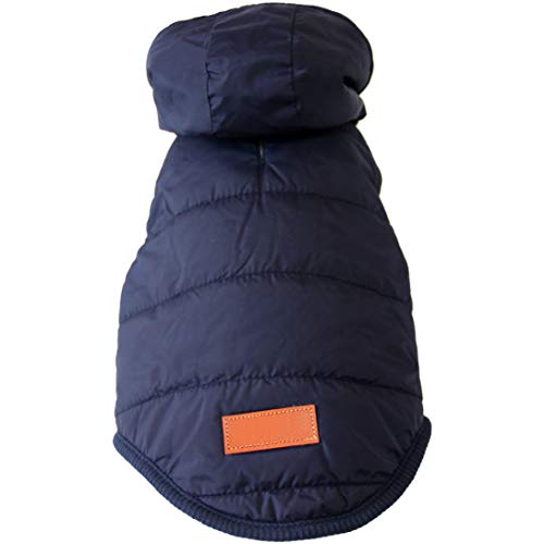 JoyDaog - Sudadera con capucha para perro con forro polar cálido en invierno, chaqueta con capucha para perros pequeños, color azul, talla XS