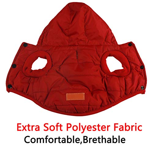 JoyDaog - Sudadera con capucha para perro con forro polar cálido en invierno, chaqueta con capucha para perros pequeños, color rojo, talla XS