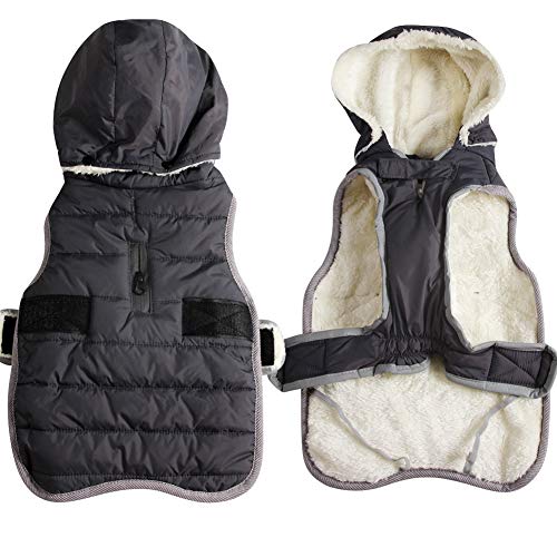 JoyDaog Sudadera de forro polar para perros pequeños, chaqueta cálida para cachorros de invierno frío impermeable abrigos para perros con capucha, gris XS