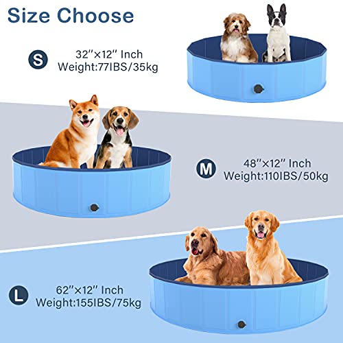 Joyshare Piscina para perros y gatos, piscina para perros y gatos, plegable, de PVC, antideslizante (80 cm de diámetro x 30 cm de altura)