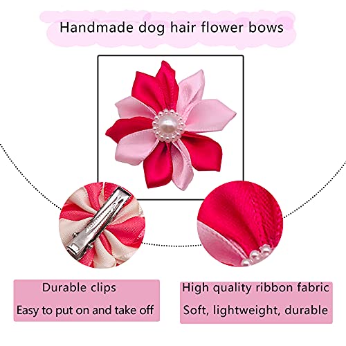 JpGdn 40 unidades (20 pares) lazos para el pelo de perro con clips flores para el pelo para cachorro, perro, gato, animales pequeños y medianos, lazos para el pelo de mascotas, accesorios de aseo
