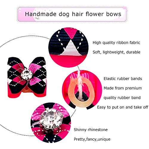 JpGdn 50 unidades/25 pares de lazos para el pelo para niñas pequeñas con banda de goma para perritos, gatos, conejos, conejos, Yorkie Shih Tzu Hair Bowknot Accesorios de aseo