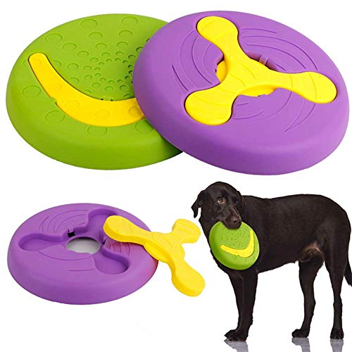 Juguete de Disco Volador para Mascotas Duradero Multifuncional para Perros 2 en 1 Flying Frisbee Flying Saucer Training Toys Dog Bowl para diversión interactiva al Aire Libre (Verde)