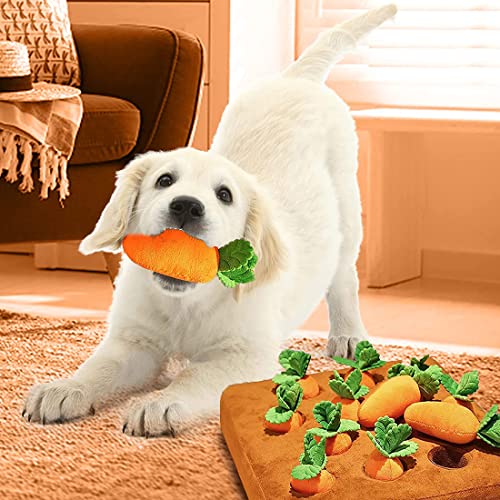 Juguete de peluche para masticar zanahoria, juguete interactivo para perros, alfombra de verduras interactiva para el campo, juguete de peluche para la educación de interacción para perros y gatos