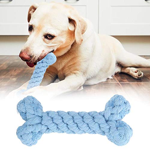 Juguete para mascotas, cuerda de algodón roja, azul, conejo, juguete, elefante, perro, cachorro, para morder animales (Blue Bones)