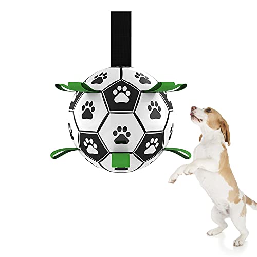 Juguete para Perros, 15 cm Juguetes de Inteligencia de Fútbol para Perros Resistente con Pestañas de Agarre, Juguetes Interactivos para Perros Pequeños, para Tira y Afloja Agua Mordida para Perros