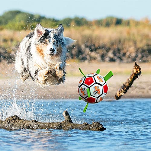Juguetes de perros, pelotas para perros, pelota futbol para perro, pelotas para perros grandes (con bomba de aire y sorpresa)15cm pelota perro