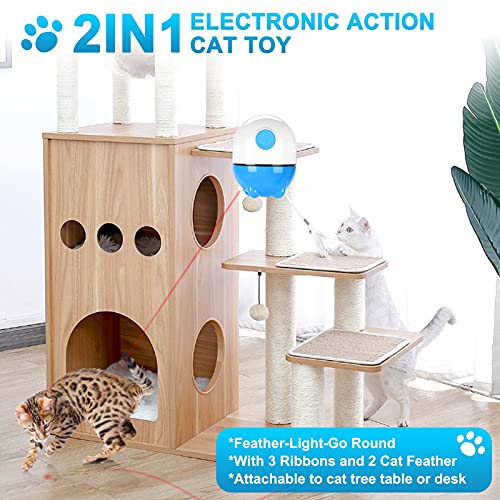 Juguetes interactivos de gato para gatos de interior, juguete de persecución de gato 2 en 1 y juguetes de plumas de gato, juguetes recargables
