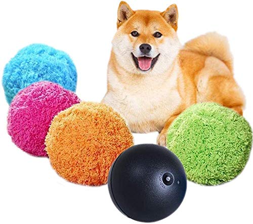 Juguetes para Mascotas Bola de Rodillo automática Segura Bola mágica para Perros y Gatos Juguetes interactivos para Mascotas, Juguete eléctrico para Mascotas de Bolas para Perros, 1 Bola + 4 Fundas
