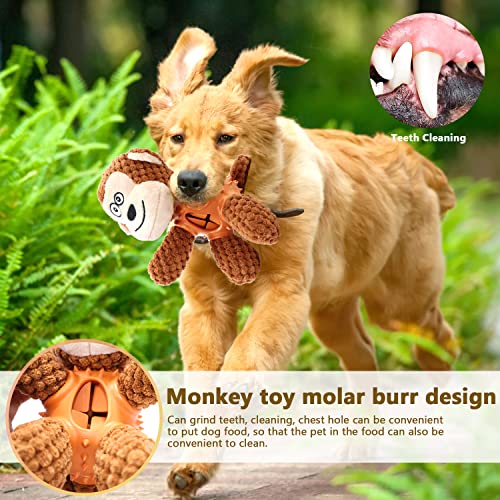 Juguetes para Perros Resistentes con Sonido Peluche Perro Adiestramiento Perros Accesorios Juguetes de Goma Esconder Comida (Mono marrón)