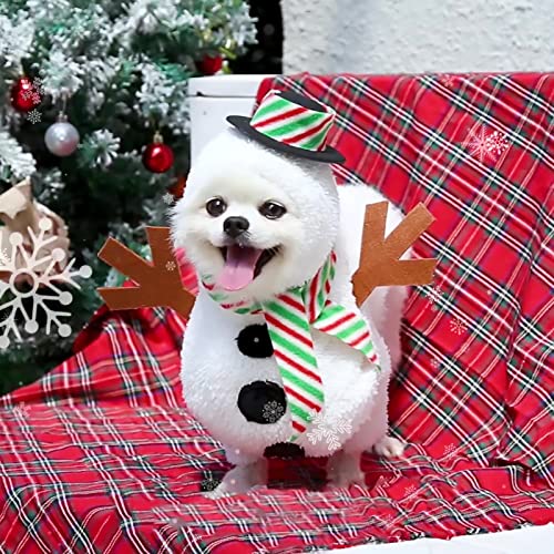 Kabxhueo Disfraz de Perro de Navidad, Disfraz de perr Papa Noel Diseño de muñeco de Nieve Ropa para Mascotas Sudadera con Capucha para Gato Perro Talla S M L,S