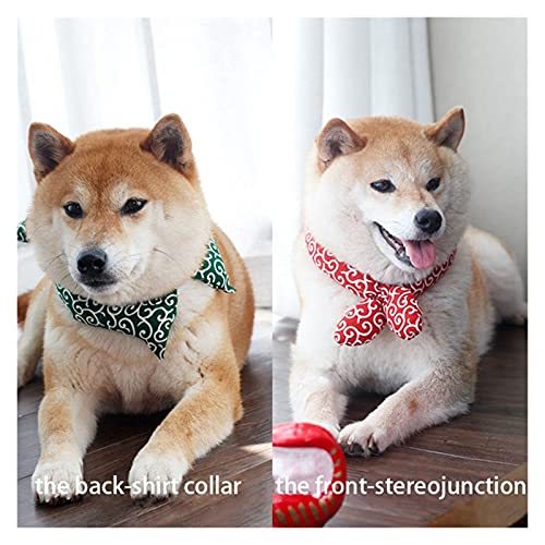 KAITUO Bandana para perro, baberos de algodón para mascotas, bufanda de cachorro, estilo japonés, ajustable, pajarita, accesorios para aseo de mascotas para Shiba Inu (color: azul, tamaño: M.)
