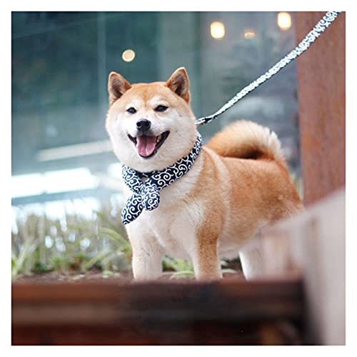 KAITUO Bandana para perro, baberos de algodón para mascotas, bufanda de cachorro, estilo japonés, ajustable, pajarita, accesorios para aseo de mascotas para Shiba Inu (color: azul, tamaño: M.)