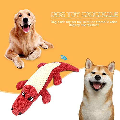 KANUBI Juguete de peluche para perros, juguete de cocodrilo, juguete para mascotas, simulación de cocodrilo, resistente a las mordeduras y duradero