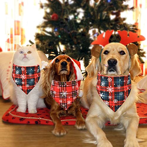 KATELUO 2Pañuelo Bufanda de Mascota Navidad,Pañuelos para Perros,Bufanda de Mascota,Baberos para Perros,La Bufanda navideña para Mascotas es Adecuada Gatos y Perros pequeños y medianos. (Enrejado)