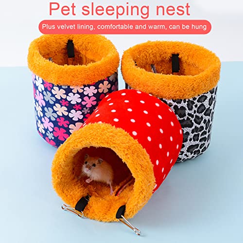 Katolang Cama de hámster, nido de hámster, cama de conejillo de indias para mascotas pequeñas, forma cilíndrica, hámster, conejillos de indias, nido de loros, suministros de animales pequeños, puntos