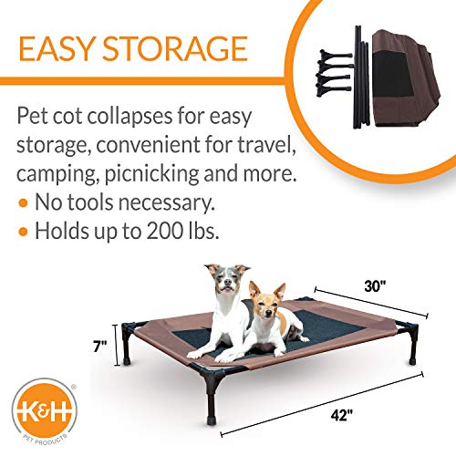 K&H Mascotas Catre elevado original para mascotas, cama para perros y gatos, Grande