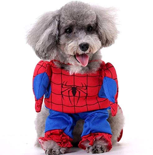 KIRALOVE Disfraz de Spiderman - Spiderman - Perro - s - Disfraces - Carnaval de Halloween - Idea de Regalo Original Spiderman