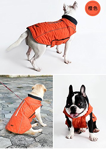 Komate Abrigo de Invierno para Perros Chaleco cálido con Vestido de Rayas Reflectantes para Perros pequeños medianos Grandes (XXXL (Cofre: 76-90cm), Naranja)