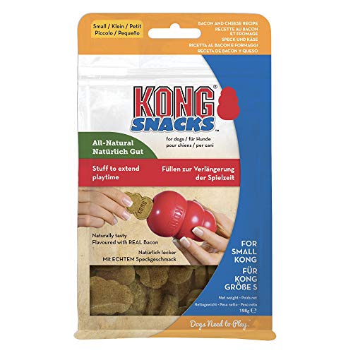 KONG - Snacks - Golosinas para perros (Ideal para los juguetes de caucho KONG) - Galletas de beicon y queso - Para Perros de Raza Pequeña