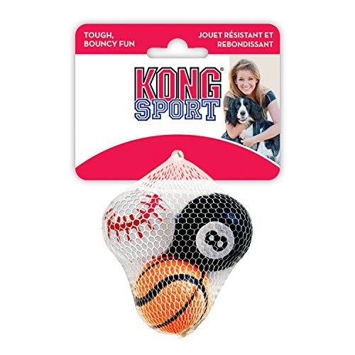 KONG - Sport Balls - Pelotas de caucho para buscar y morder (Estilo variado) - Para Perros de Raza Mediana.