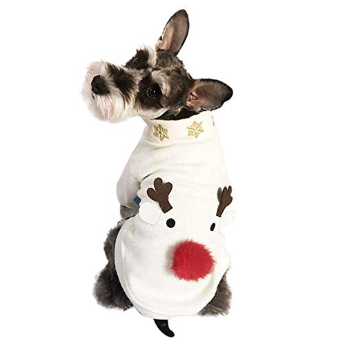KTUCN Ropa para Mascotas Ropa para Perros de Navidad Camisa Blanca como la Nieve Disfraz Perro Gato Abrigo, para Perros pequeños Gatos Yorkshire Terrier， Blanco， M