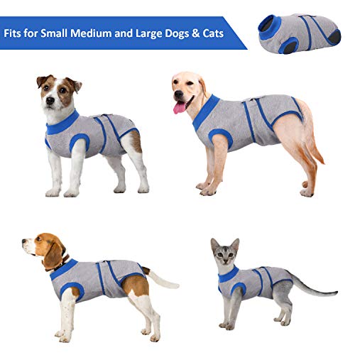 Kuoser Traje de recuperación de perro para hombre/mujer, camiseta para cachorros después de la cirugía, alternativa de cuello electrónico para mascotas pequeño, mediano y grande