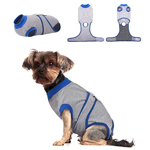 Kuoser Traje de recuperación de perro para hombre/mujer, camiseta para cachorros después de la cirugía, alternativa de cuello electrónico para mascotas pequeño, mediano y grande