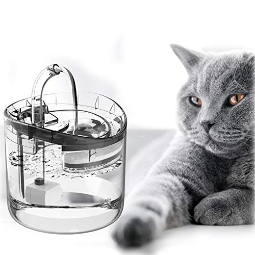 Lacyie Fuente Automática para Gatos,1.8L Bebedero Gatos Silenciosa para Mascotas con LUZ, 3 Modos de Agua Inteligente LED Dispensador de Agua para Mascotas de Apagado Automático,Fuentes con Filtros